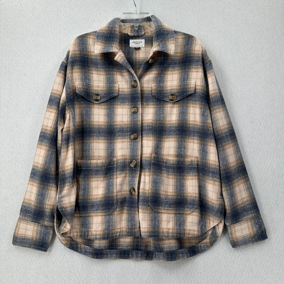 American Eagle Outfitters Jackets & Blazers - American Eagle Jacket Womens M‎ Brushed Plaid Shacket Collared Button Up